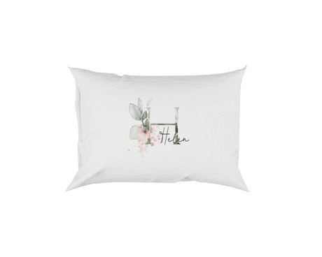 Personalised Your Name Gentle Botanical Blush Initial Letter Pillow Case Gift