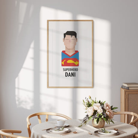 Custom Colour Personalised Superhero Name Wall Art Poster Print Decor
