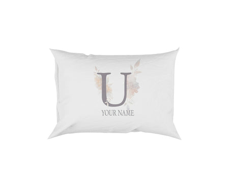 Personalised Misty Dusty Pastel Alphabet Floral Name Initial Letter Pillow Case