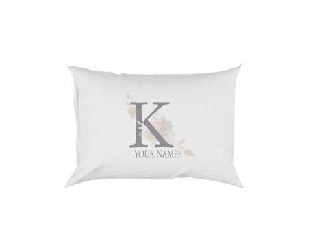 Personalised Misty Dusty Pastel Alphabet Floral Name Initial Letter Pillow Case