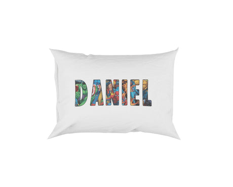 Your Name Superhero Character Logo Design Kids Children His Her Soft Pillow Case