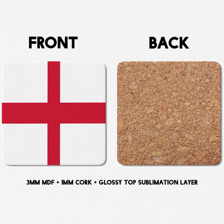 England Flag St George's Cross Custom Print Coffee Tea Mug Coaster Gift Him Her
