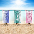Personalised Name Custom Coloured Striped Soft Highly Absorbent Beach Bath Sheet