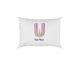 Personalised Unicorn Sparkly Kids Girls Monogram Alphabet Initial Letter Pillow