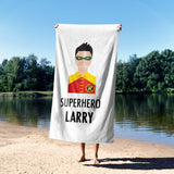 Superhero Personalised Name Custom Colour Kids Absorbent Beach Bath Sheet Towel