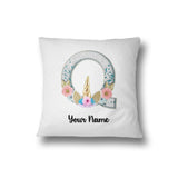 Personalised Unicorn Sparkly Kids Girls Monogram Alphabet Initial Letter Cushion