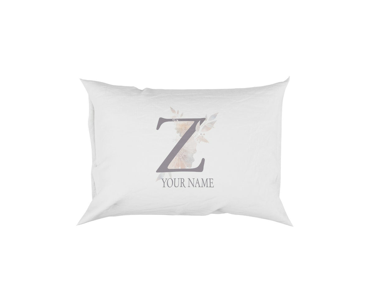 Personalised Misty Dusty Pastel Alphabet Floral Name Initial Letter Pillow Case