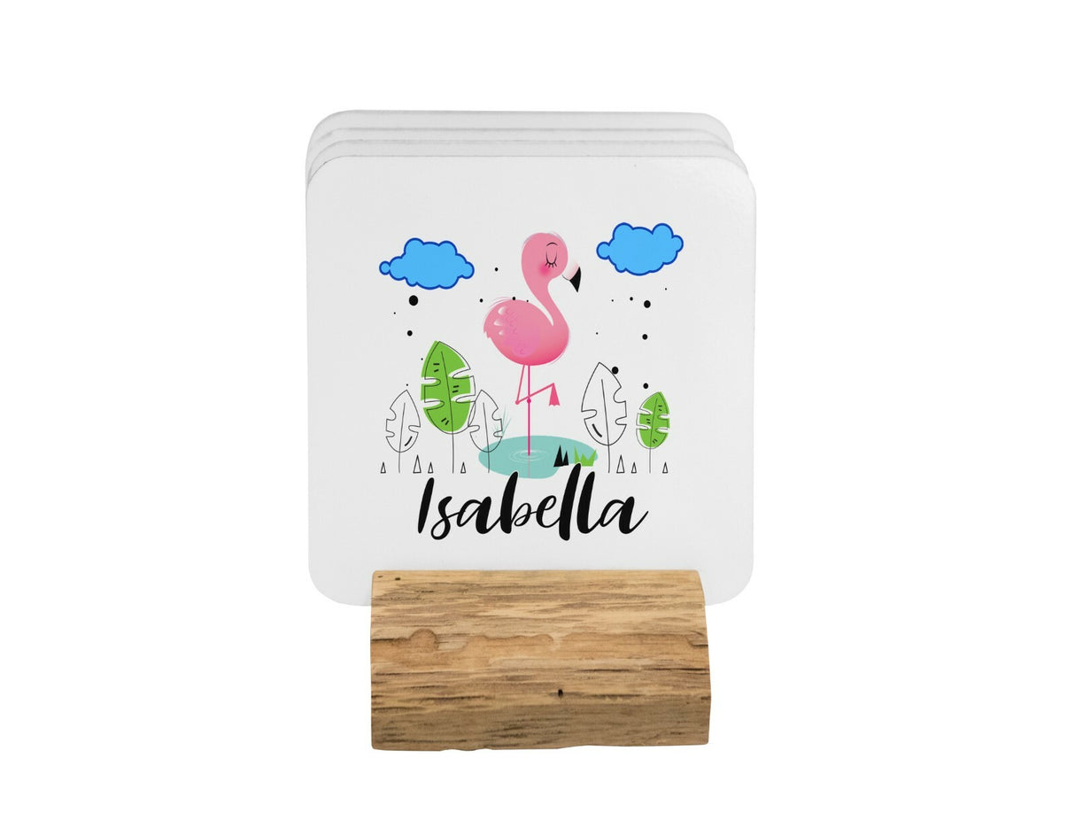Personalised Name Flamingo Cute Coffee Tea Mug Gift 11oz Mug + Coaster