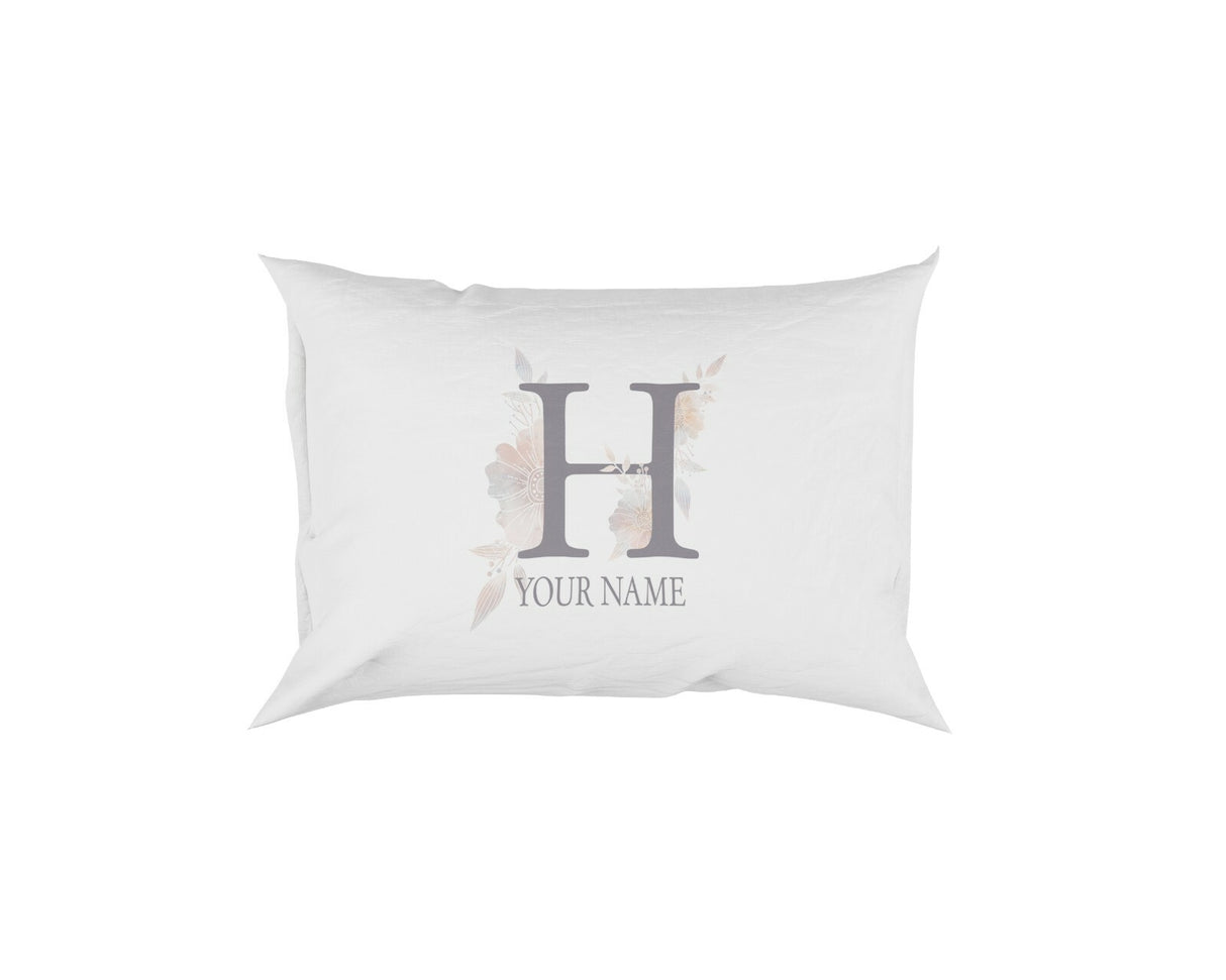 Personalised Misty Dusty Pastel Alphabet Floral Name Initial Letter Pillow Case