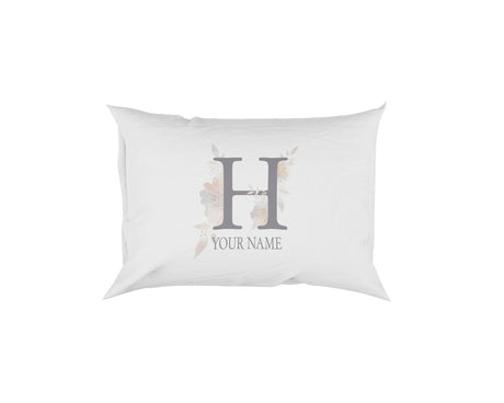 Personalised Misty Dusty Pastel Alphabet Floral Name Initial Letter Pillow Case