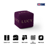 Personalised Any Name Vector Gold Coloured Ottoman Filled Pouffe Washable Cover