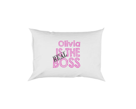 Set of 2 His & Hers The Real Boss Novelty Funny Personalised Pillow Case Cover