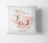 Personalised Gentle Blush Floral Pink Name Monogram Cushion Cover Case & Insert 