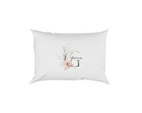 Personalised Your Name Gentle Botanical Blush Initial Letter Pillow Case Gift