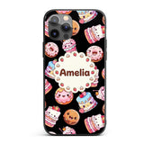 Cute Kawaii Donuts Cakes and Decorative Design Custom Name Protective Phone Case Mobile Cover Durable Everyday Smartphone Shock Resistant
