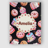 Personalised Name Cute Kawaii Donuts Cakes Custom  Unique Gift Idea Elegant Feature Canvas Wall Art Print Decor Picture Ready to Hang