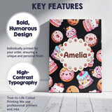 Personalised Name Cute Kawaii Donuts Cakes Custom  Unique Gift Idea Elegant Feature Canvas Wall Art Print Decor Picture Ready to Hang