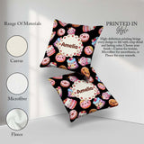 Custom Name Kawaii Donuts Cakes and Cupcakes with Faces Seamless Square Filled Cushion Throw Pillow Sofa Bed Home Decor Zip Washable UK Made