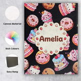 Personalised Name Cute Kawaii Donuts Cakes Custom  Unique Gift Idea Elegant Feature Canvas Wall Art Print Decor Picture Ready to Hang