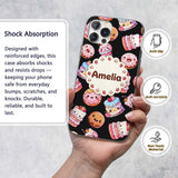 Cute Kawaii Donuts Cakes and Decorative Design Custom Name Protective Phone Case Mobile Cover Durable Everyday Smartphone Shock Resistant