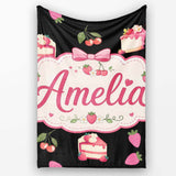 Cute Chocolate Bars and Creamy Milkshakes with Strawberries Seamless  Personalised Custom Name Super Soft Fleece Blanket Bed Sofa Throw