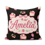 Custom Name Chocolate Bars and Creamy with Strawberries Seamless Square Filled Cushion Throw Pillow Sofa Bed Home Decor Zip Washable UK Made