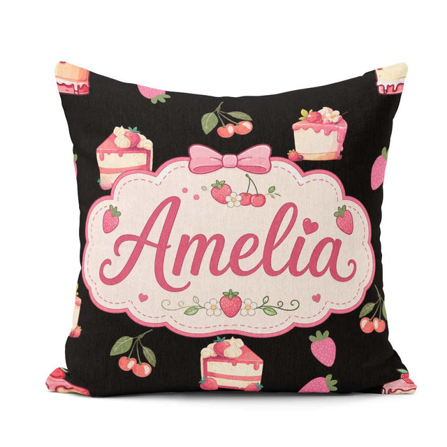 Custom Name Chocolate Bars and Creamy with Strawberries Seamless Square Filled Cushion Throw Pillow Sofa Bed Home Decor Zip Washable UK Made