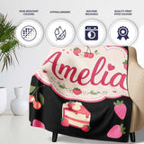 Cute Chocolate Bars and Creamy Milkshakes with Strawberries Seamless  Personalised Custom Name Super Soft Fleece Blanket Bed Sofa Throw