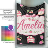 Cute Chocolate Bars and Creamy Milkshakes with Strawberries Seamless  Personalised Custom Name Super Soft Fleece Blanket Bed Sofa Throw