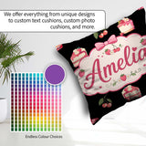 Custom Name Chocolate Bars and Creamy with Strawberries Seamless Square Filled Cushion Throw Pillow Sofa Bed Home Decor Zip Washable UK Made
