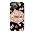 Cute Pink Donuts with Sprinkles and Happy Faces Custom Name Protective Phone Case Mobile Cover Durable Everyday Smartphone Shock Resistant