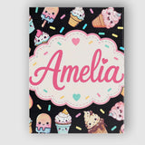 Personalised Name Cute Ice Cream Cones Custom  Modern Room Accent Elegant Feature Canvas Wall Art Print Decor Picture Ready to Hang