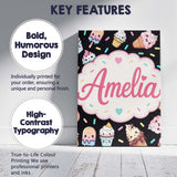 Personalised Name Cute Ice Cream Cones Custom  Modern Room Accent Elegant Feature Canvas Wall Art Print Decor Picture Ready to Hang