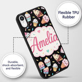 Cute Ice Cream Cones Popsicles and Sweet Treats Custom Name Protective Phone Case Mobile Cover Durable Everyday Smartphone Shock Resistant