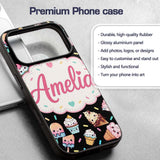 Cute Ice Cream Cones Popsicles and Sweet Treats Custom Name Protective Phone Case Mobile Cover Durable Everyday Smartphone Shock Resistant