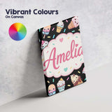 Personalised Name Cute Ice Cream Cones Custom  Modern Room Accent Elegant Feature Canvas Wall Art Print Decor Picture Ready to Hang