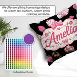 Custom Name Strawberry Cupcakes and Drinks Kawaii Style Seamless Square Filled Cushion Throw Pillow Sofa Bed Home Decor Zip Washable UK Made