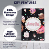 Personalised Name Cute Kawaii Desserts Custom  Modern Room Accent Elegant Feature Canvas Wall Art Print Decor Picture Ready to Hang