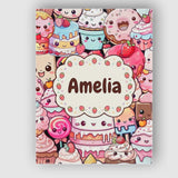 Personalised Name Cute Cartoon Cakes Donuts Custom  Bespoke Interior Contemporary Canvas Wall Art Print Decor Picture Ready to Hang