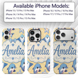 Cute Dolphins Stingrays and Decorative Design Custom Name Protective Phone Case Mobile Cover Durable Everyday Smartphone Shock Resistant