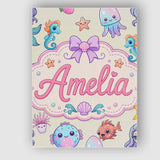 Personalised Name Cute Kawaii Mermaid Custom Modern Room Accent Creative Decorator Style Canvas Wall Art Print Decor Picture Ready to Hang