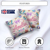 Custom Name Kawaii Mermaid Seahorse Jellyfish and Starfish Ocean Square Filled Cushion Throw Pillow Sofa Bed Home Decor Zip Washable UK Made