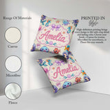 Custom Name Kawaii Mermaid Seahorse Jellyfish and Starfish Ocean Square Filled Cushion Throw Pillow Sofa Bed Home Decor Zip Washable UK Made