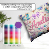 Custom Name Kawaii Mermaid Seahorse Jellyfish and Starfish Ocean Square Filled Cushion Throw Pillow Sofa Bed Home Decor Zip Washable UK Made