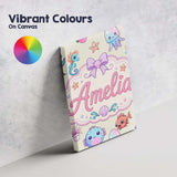 Personalised Name Cute Kawaii Mermaid Custom Modern Room Accent Creative Decorator Style Canvas Wall Art Print Decor Picture Ready to Hang