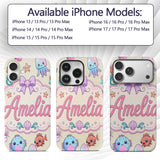 Cute Kawaii Mermaid Seahorse Decorative Design Custom Name Protective Phone Case Mobile Cover Durable Everyday Smartphone Shock Resistant