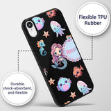 Cute Kawaii Mermaid Seahorse Decorative Design Custom Name Protective Phone Case Mobile Cover Durable Everyday Smartphone Shock Resistant