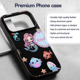 Cute Kawaii Mermaid Seahorse Decorative Design Custom Name Protective Phone Case Mobile Cover Durable Everyday Smartphone Shock Resistant