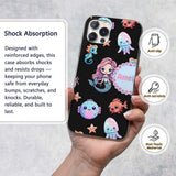 Cute Kawaii Mermaid Seahorse Decorative Design Custom Name Protective Phone Case Mobile Cover Durable Everyday Smartphone Shock Resistant