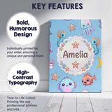 Personalised Name Cute Kawaii Mermaid Custom Modern Room Accent Creative Decorator Style Canvas Wall Art Print Decor Picture Ready to Hang